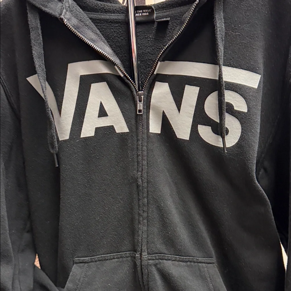 Vans Black Hoodie with Large Gray Logo. Unisex - Picture 2 of 4